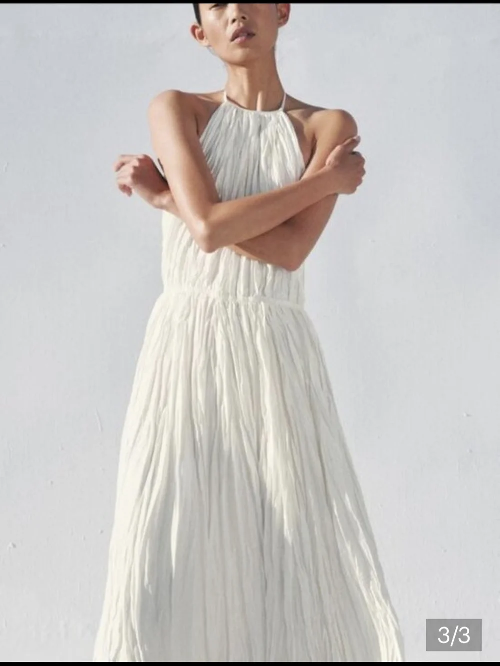 Zara Pleated Halter Dress S $100 - Picture 3 of 12